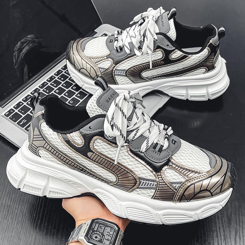 

Молодежные модные кроссовки для взрослых в стиле ретро, ​​уличные кроссовки на толстой подошве, повседневная спортивная обувь для папы, мужская обувь с сеткой 39 чёрный