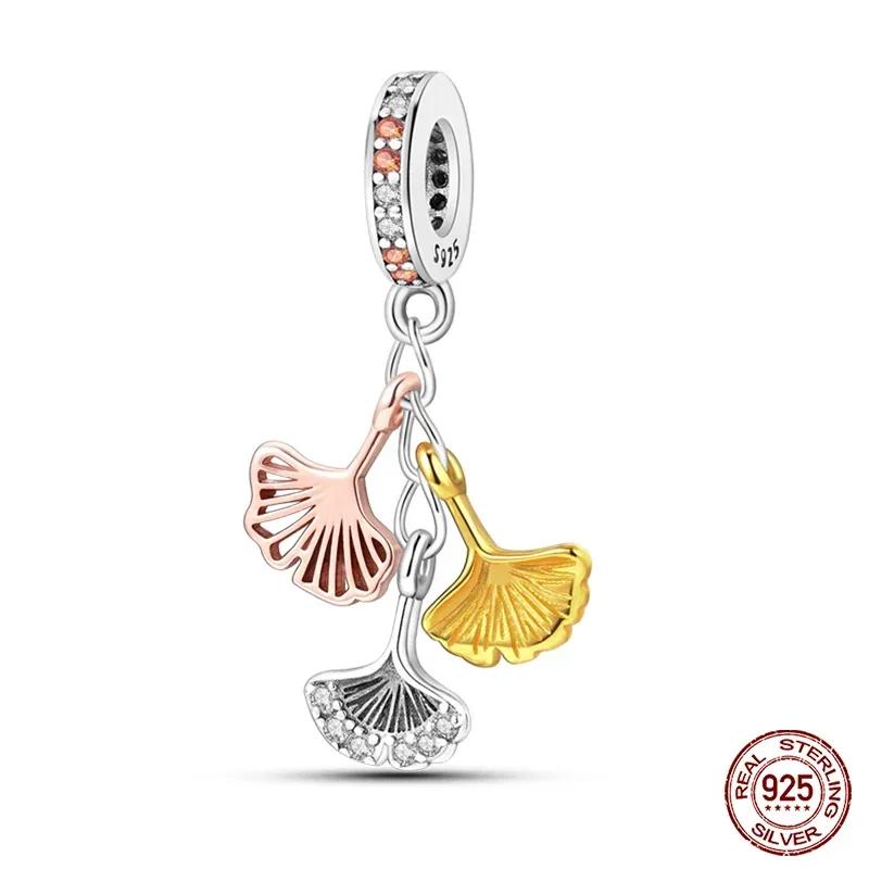 Copper Yellow Sunflower Scarecrow Ginkgo Charm Compatible With Authentic Bracelets Charm Bead Necklaces Diy Female Jewellery