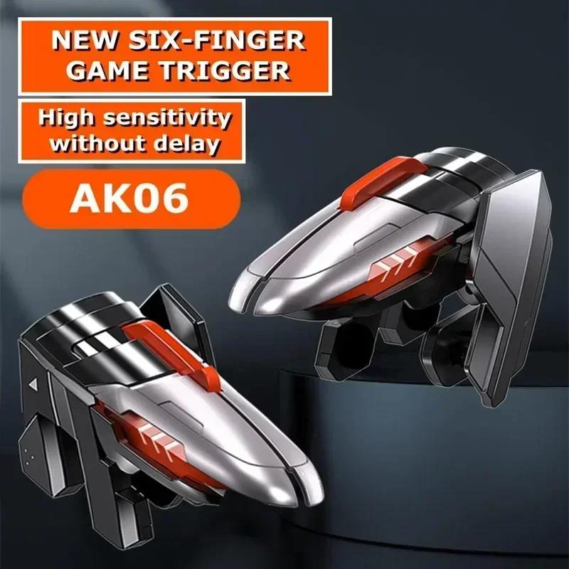 MEMO 6 Finger Mobile Phone ABS Game Trigger AK06 for PUBG Aim Shooting L1 R1 Alloy Key Button for IOS Android Gamepad Controller 5