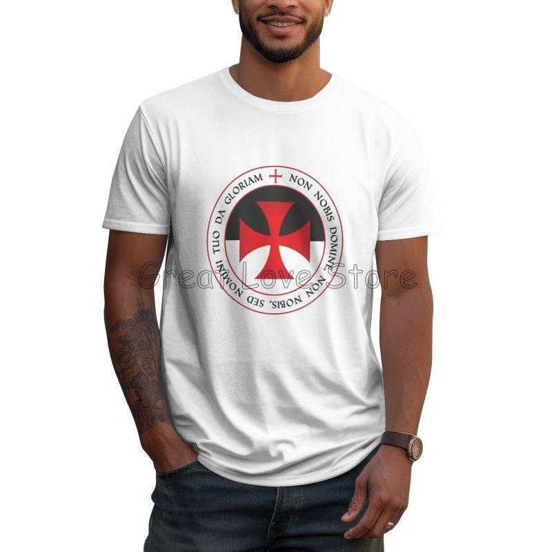 T-shirt Stampate Personalizzate con Croce dei Cavalieri Templari Uomo Estate Comode Traspiranti T-shirt Unisex 100% Cotone Manica Corta T-shirt Top