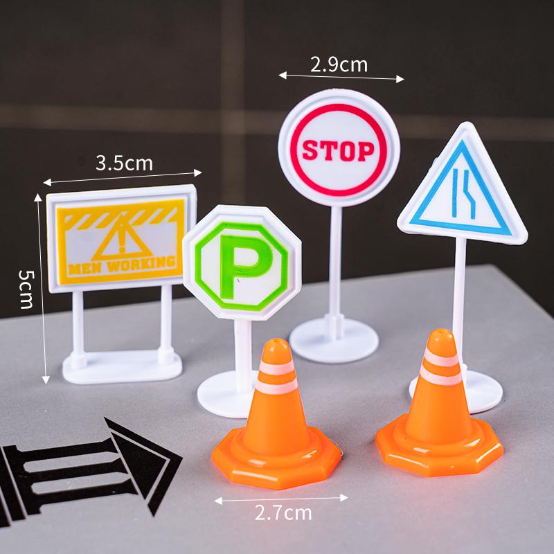 Construction Vehicle Cake Toppers: Excavator, Bulldozer, Roadblock Inserts, Figurines for Boys' Birthday