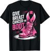 Give Breast Cancer The Boot Pink Military October Awareness 100% Cotton T-shirt Mens Tees Top