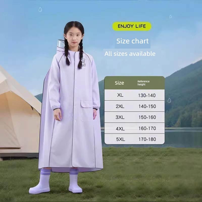 Children's Raincoat for School, Long Version for Boys and Girls, Full-Body Protection Against Heavy Rain, Suitable for Primary and Secondary School
