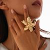 Creative Irregular Sector Shape Adjustable Ring for Women Trendy Gold Alloy Finger Rings Birthday Wedding Jewelry