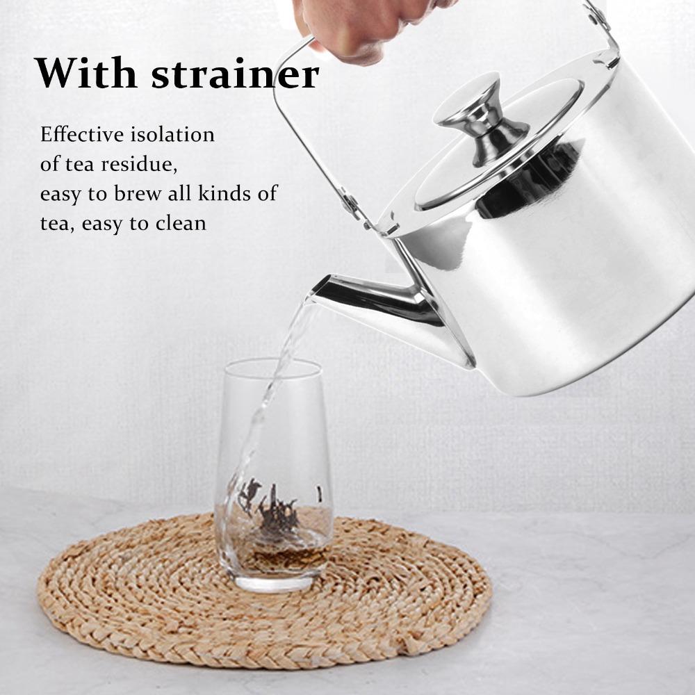 With Strainer Stainless Steel Tea Kettle Ergonomic Handle Thickened Metal Metal Tea Kettle Large 1.5L Easy To Clean