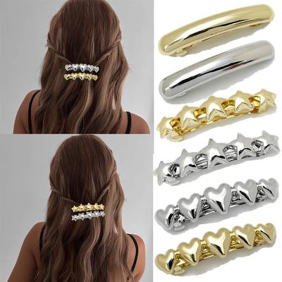 2pc New European and American High-grade Gold Silver Alloy Hairpin Hair Clips for Girls Women Korean Hair Accessories