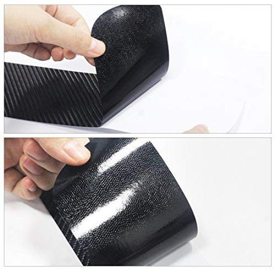 Side Step Guard Scuff Protect Sheet Car Carbon Fiber Door Guard Sticker for Daihatsu Mira Move Canvas pieces for one Parts Red Reflective Tape Gino,