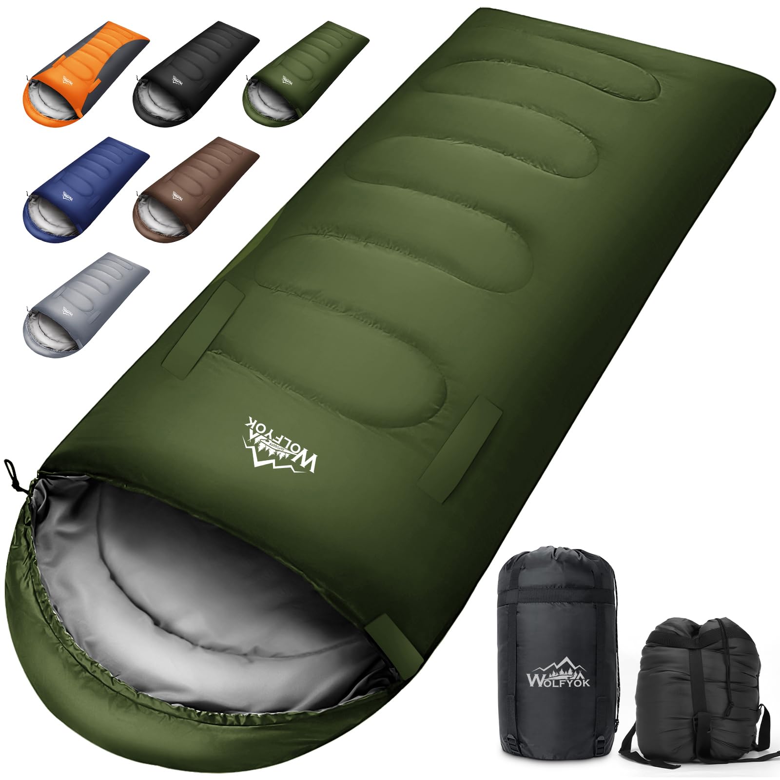 

wolfyok Outdoors Winter Sleeping Bag Limbs 230T Multifunctional Sleeping Comfortable Temperature Range Fully Includes Storage Ideal for Car Emergency оливковый