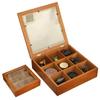 Schmuckaufbewahrungsbox 9 Fächer Holz-Aufbewahrungsbox mit Acryldeckel Steinsammlung Organizer Retro Schmuck Kleine Sammlerstücke
