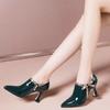 Botki damskie moda damska wysoka jakość czarne szpiczaste seksowne buty imprezowe pani wiosna i lato zielone buty ab765