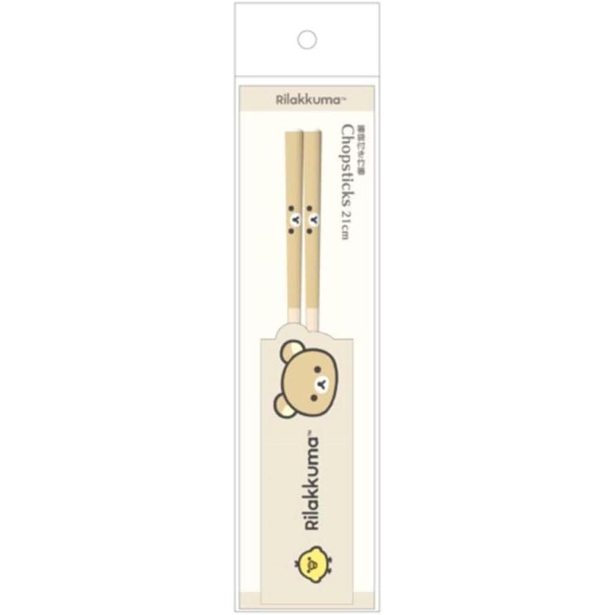 Rilakkuma bamboo chopsticks with chopstick bag (21cm) face