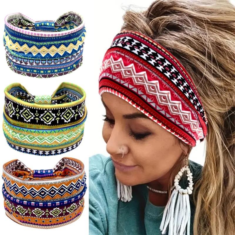 Atmungsaktives Stirnband für Damen Sport Haarband Böhmischer Stil Stirnband Weiblich Elastisches Kopfband Sportliches Kopfzubehör