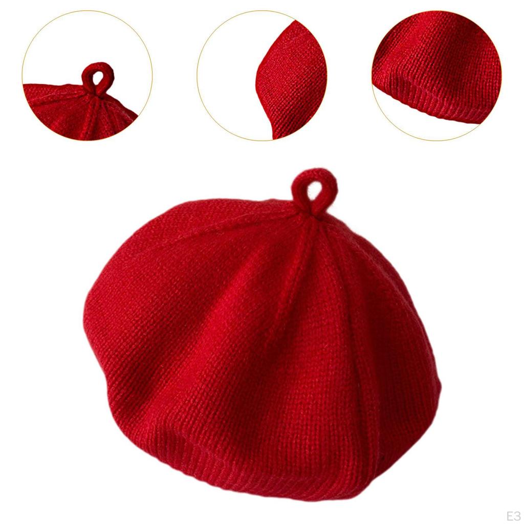 Beret Hat Cold Weather Knitted Beanie Cap for Traveling