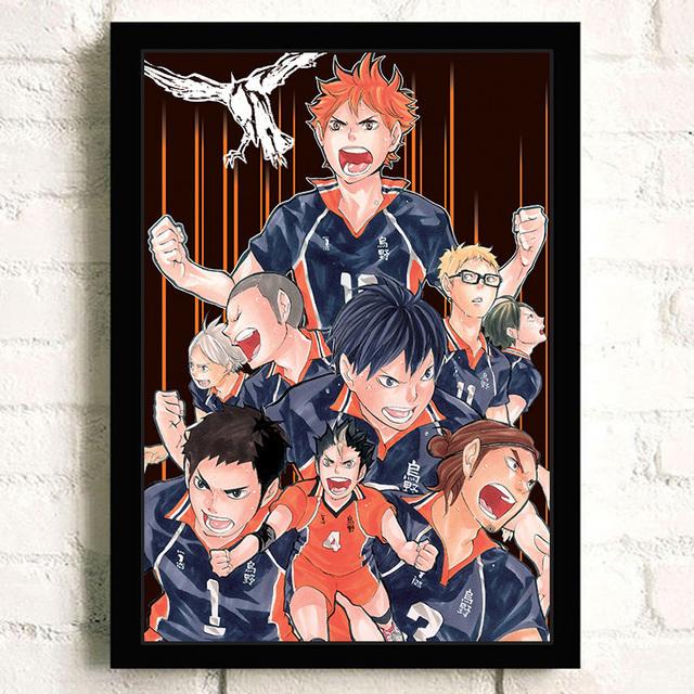Massivholzrahmen Japanischer Anime Haikyuu! Volleyball Wand Kunst Leinwand Malerei Nordic Poster Und Druck Bilder Moderne Wohnzimmer Dekoration
