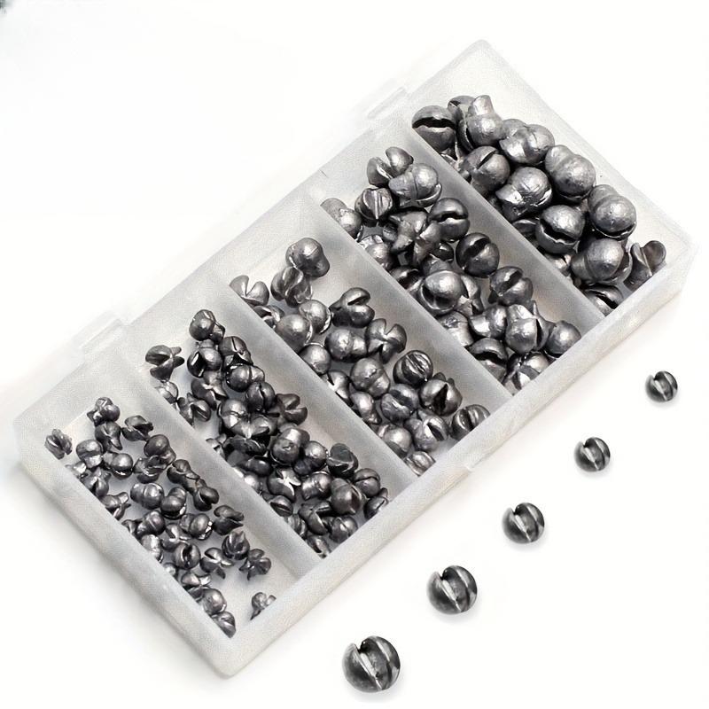50/100pcs 5 Sizes Fishing Weights Kit Split Shot Sinkers Round Removable Fishing Sinkers