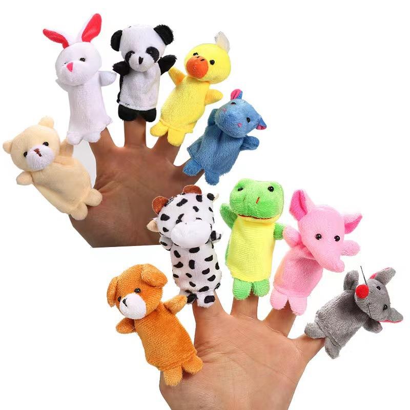 5PCS Cute Infant Playthings Cartoon Animal Hand Finger Puppets Pretend Playing Plush Dolls Parent-child Games Props Funny Gifts Ideal for Kids