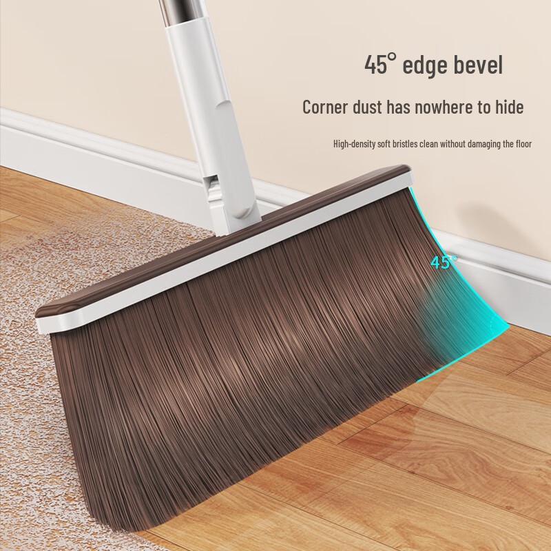 Soft Bristle Broom and Dustpan Set with Scraper