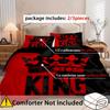 King'S Crown Muster 3D Gedruckter Bettbezug Rot Schwarz Paar Stil Bettbezug Set Weich Bequem Polyester Steppdeckenbezug Set