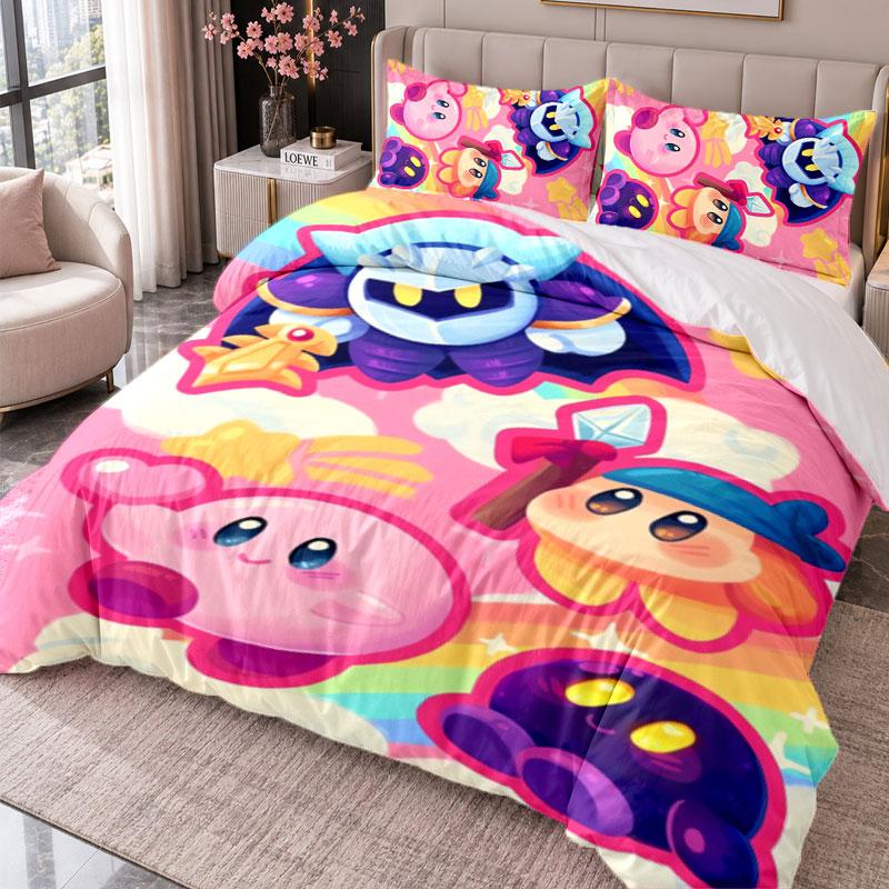 Kirby 3Pcs Bedding Set Duvet Cover With Two Pillowcases For Bedroom Home Decoration