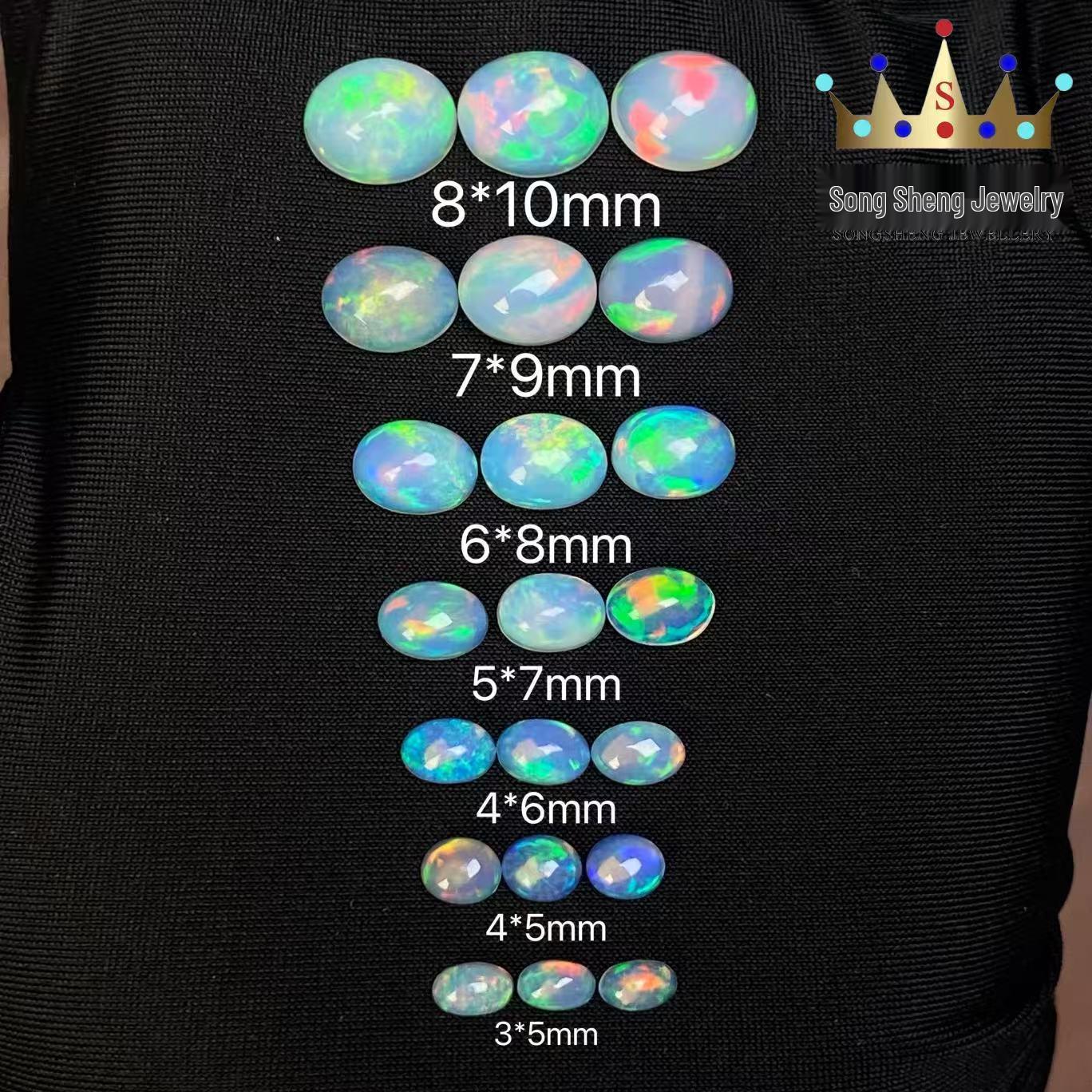 Australian Opal Egg-Shaped Ring with Full Fire Color Oval Gem Oval 3*5mm
