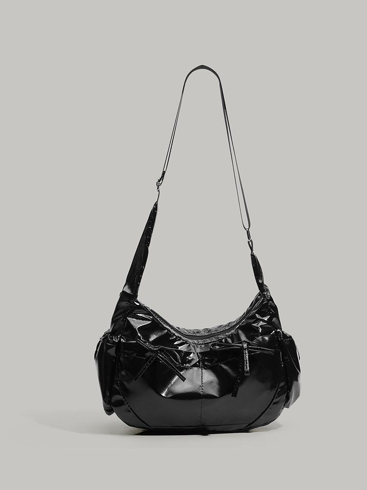 

Niche bow dumpling bag 2025 new tote bag nylon cloth underarm bag fashionable versatile shoulder messenger bag чорний