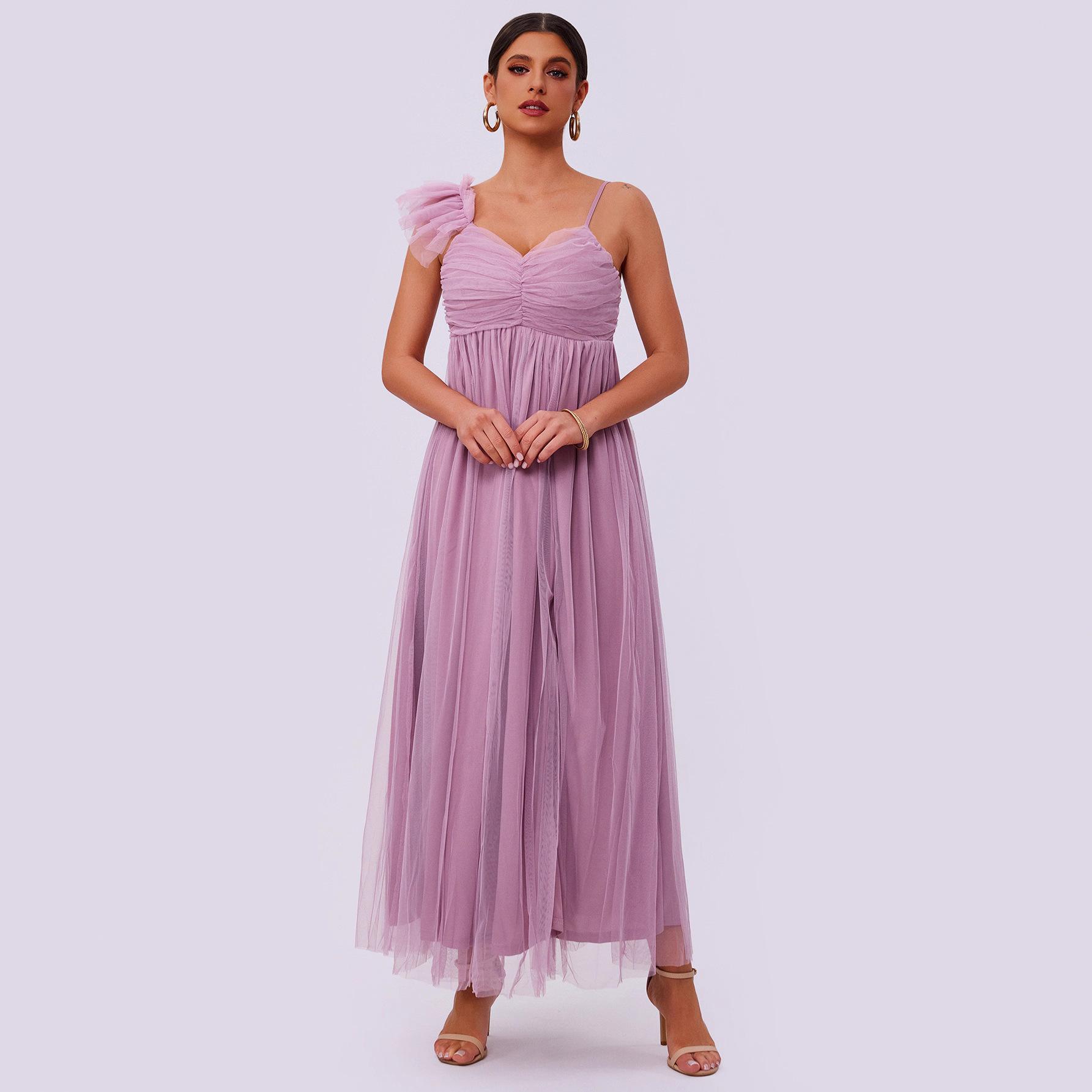 

Net sand split solid color dress XL світло-фіолетового кольору
