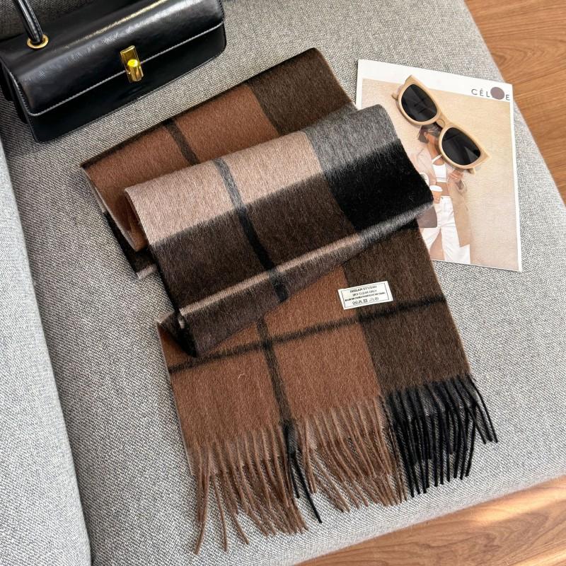 100% Wool Knitted Scarf Unisex Winter Warm Accessory Classic Plaid Long Neck Wrap Men Women