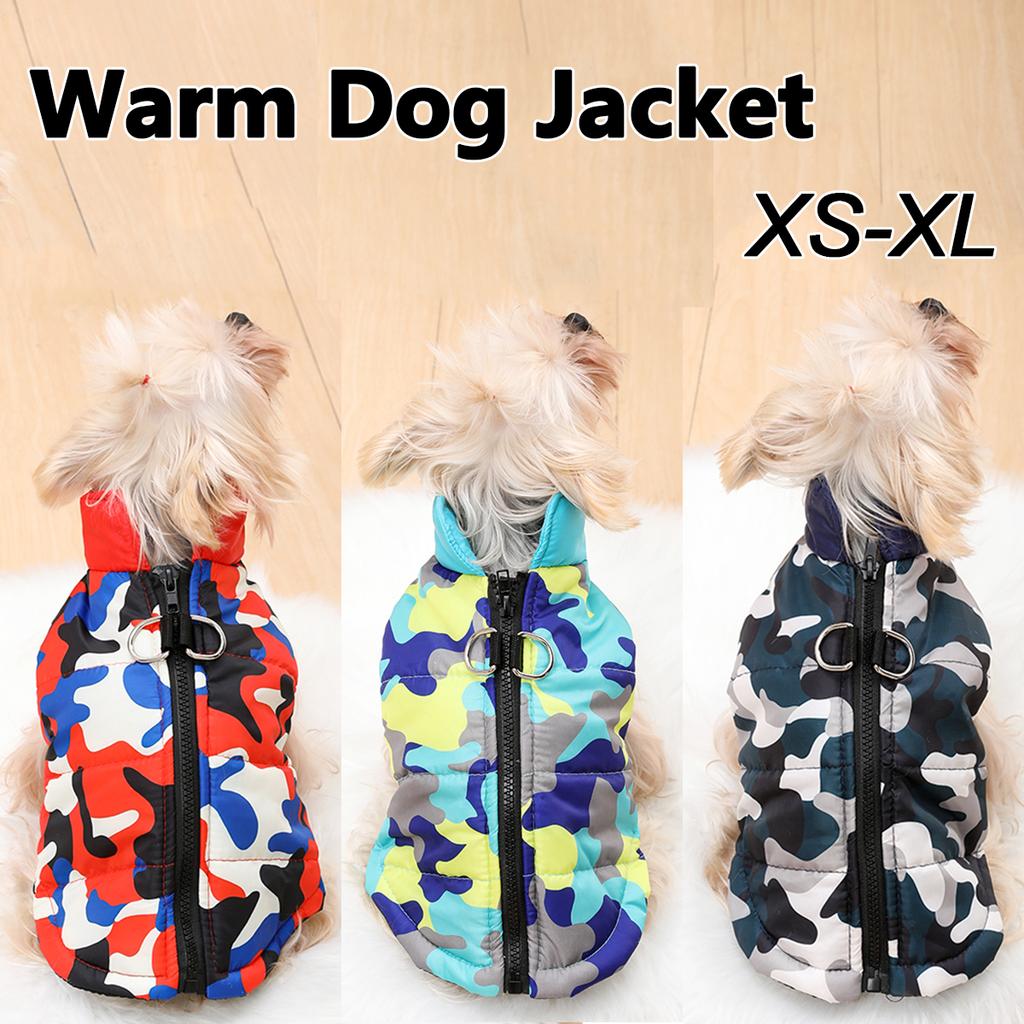 Winter Warm Dog Clothes Camouflage Print Pet Jacket Outdoor Windproof Coat with D-ring for Small Medium Large Dogs Cats Yorkshire Chihuahua Costume