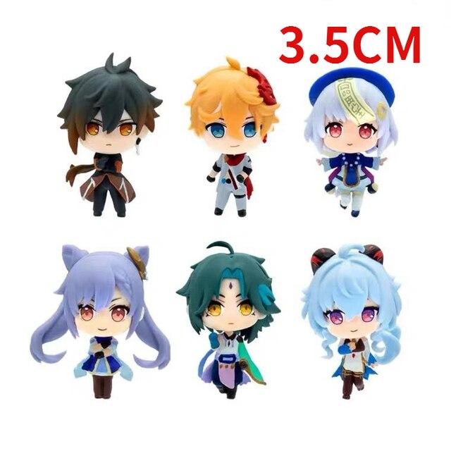 6pcs /Set Genshin Impact Account Action Figure Anime Game Genshin Impact Keqing Amber Klee Mona Figma Figurine Model Toys