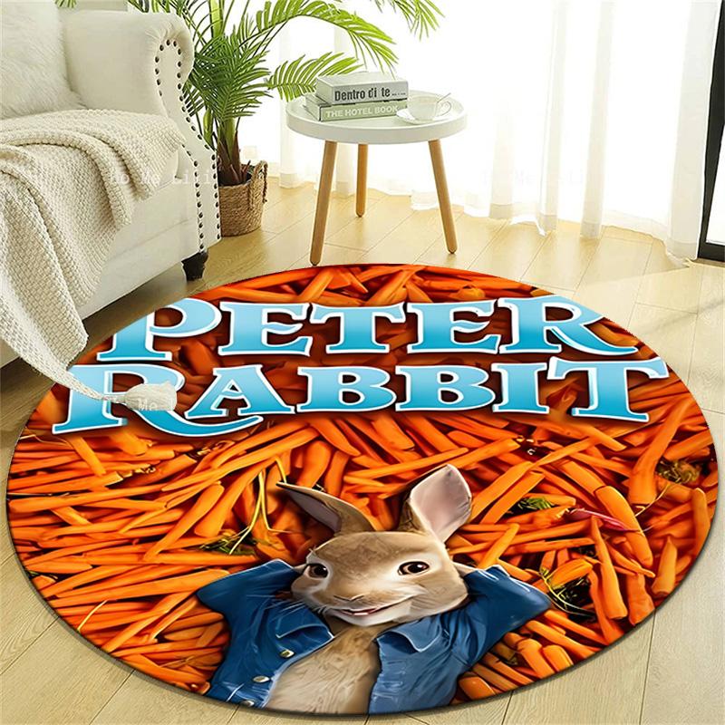 1pc Peter Rabbit1 Design Printed Area Round Carpet for Bedroom Living Room Home Decor Rugs Mat Non Slip Mat Rug for Bedside