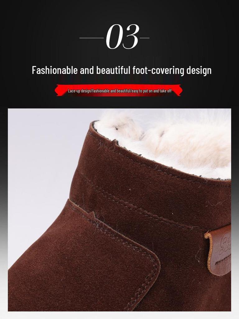 Men's Winter Fleece-Lined Snow Boots with Thick Sole, Non-Slip, Zipper, Cold Protection