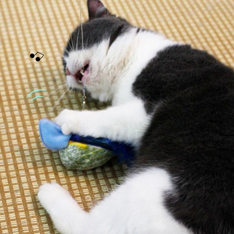 Interactive Toy for Cats Cute Plush Birds Toy Plush Birds Shape with Realistic Bird Sounds for Cats Alone Exercise
