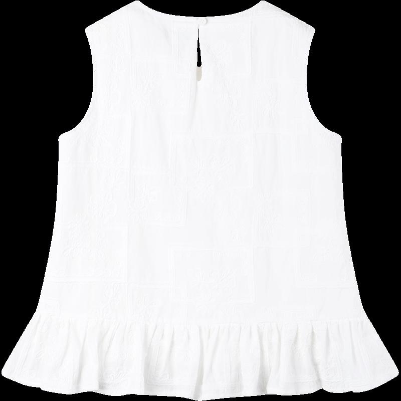 Girls' Embroidered Hibiscus Cotton Vest Top