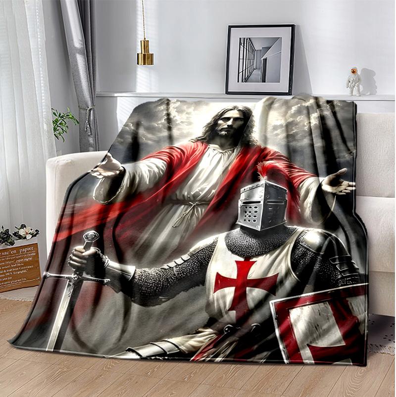 Kreuzritter Ritter Flanell Decke Weich Warm Ganzjahres Überwurf, Design für Camping, Autoreise, Wandern Sofa, Bett, Büro Perfektes Geschenk für Partys