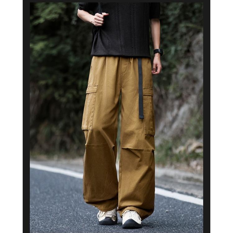 Cotton Cargo Pants Men High Street Loose Fit Jogger Trousers Casual Spring Autumn