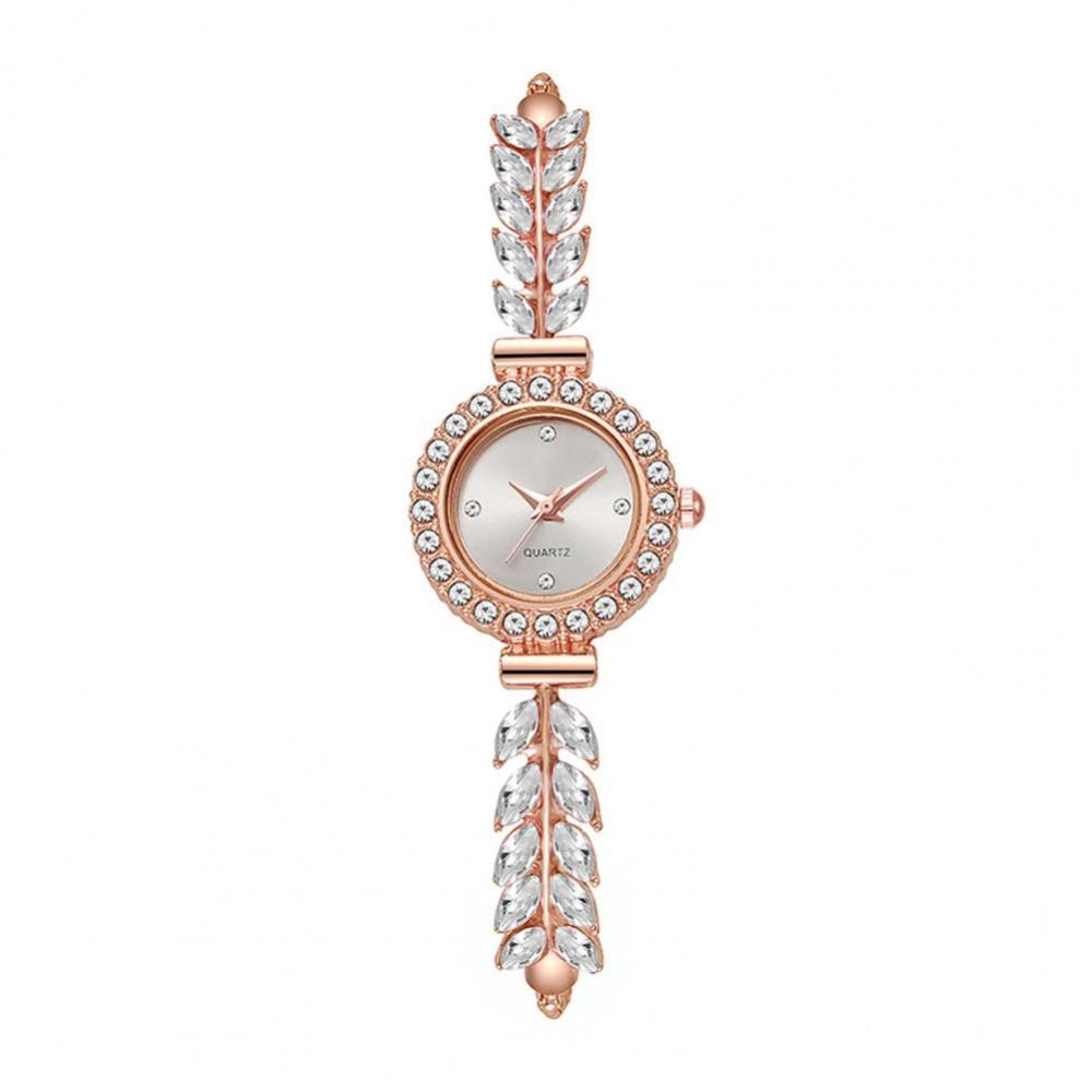 Slim Strap Women Quartz Watch Leaf Design Rhinestone Watch Ladies Quartz Watch Business Occasion белый
