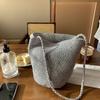 Explosive Flash Blue Niche Handmade Woven Shoulder Bag Casual Ins Korean Versatile Bucket Bag Handbag Armpit Bag