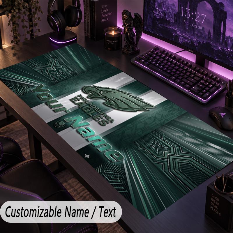 Large Mouse PadPhiladelphia Eagles Custom Name Text Personalized Desk Mat Non Slip Gaming Pad
