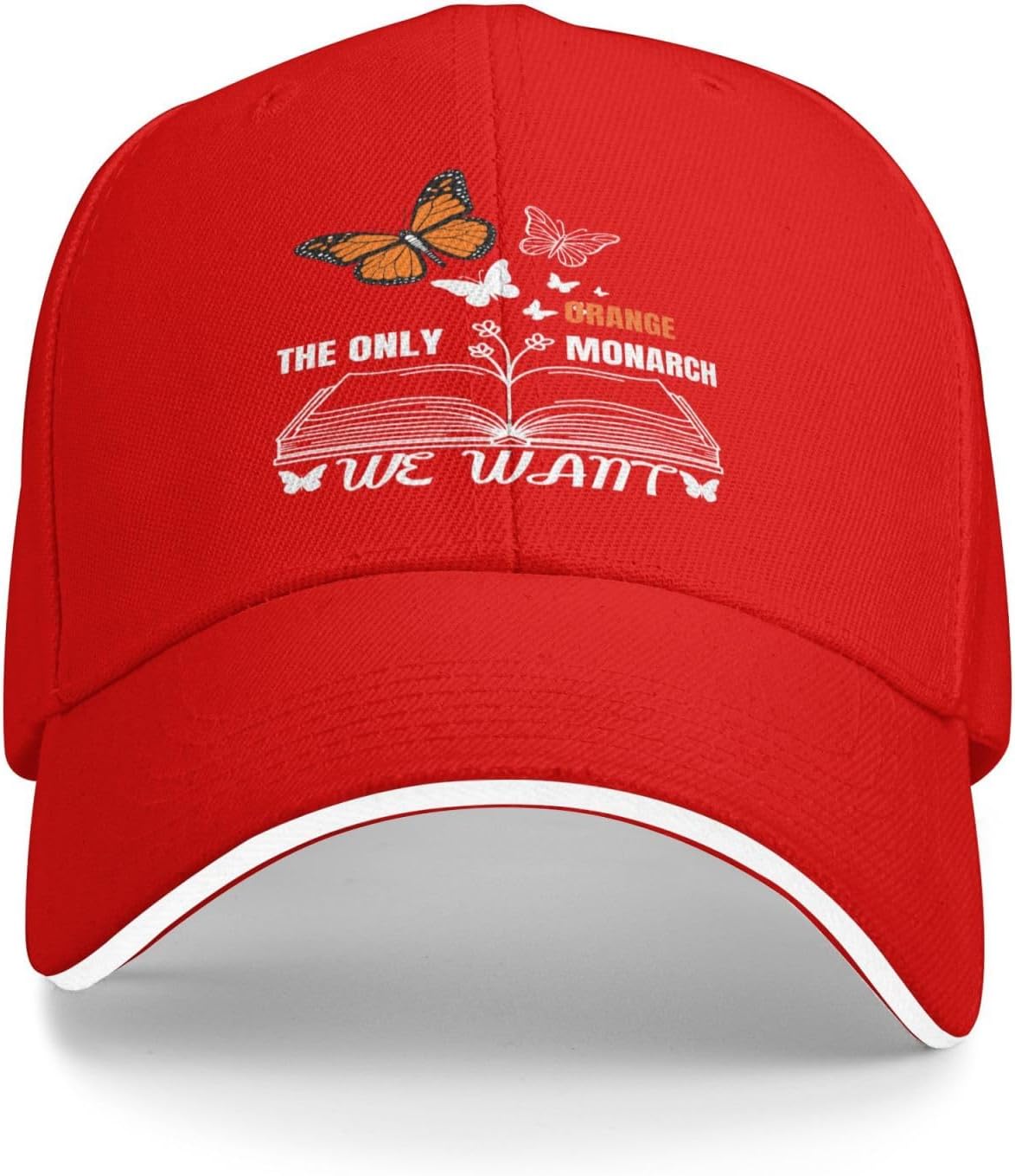 Orange Monarch Butterfly Book The Only We Want Graphic Baseball Cap Polyester Adjustable Outdoor Unisex Cap One Size
