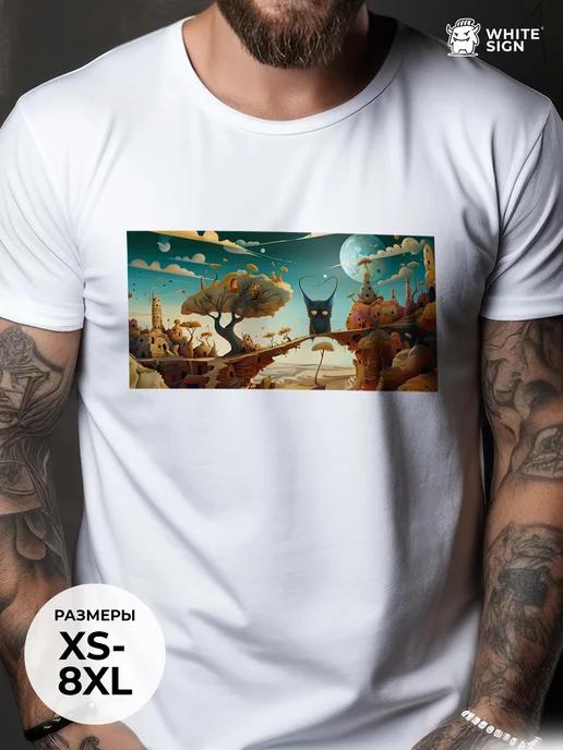 Oversized cotton T-shirt with Weird Cat print S