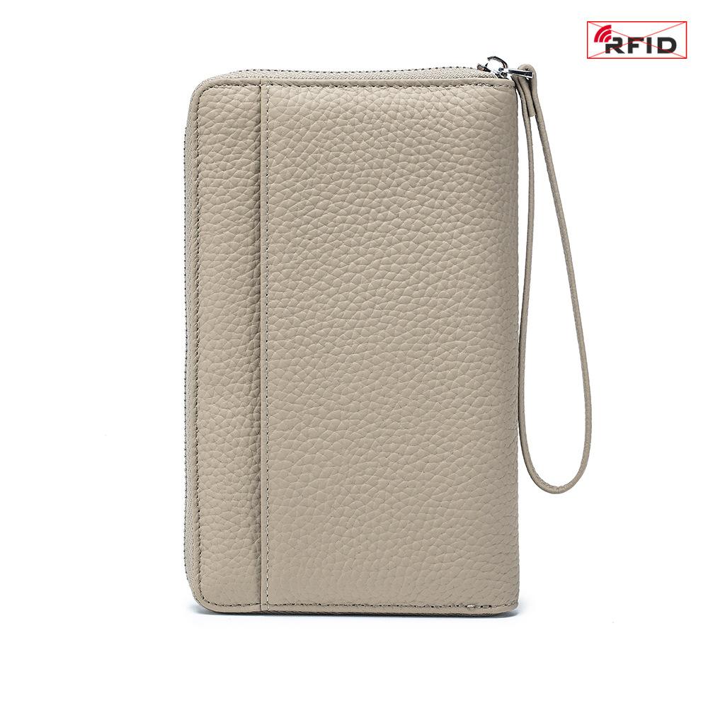 New RFID Blocking Multifunctional Passport Bag for Women Genuine Leather Long Wallet Travel Organizer for Air Ticket ID Card Documents Cash