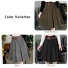 AIKA Mini Short Box Solid Size Gray Knee-Length Skirt, Skirt, Pleated, A-Line, Flared, High-Waisted, Short, Natural, Casual, Cute, Color, Women's, M,