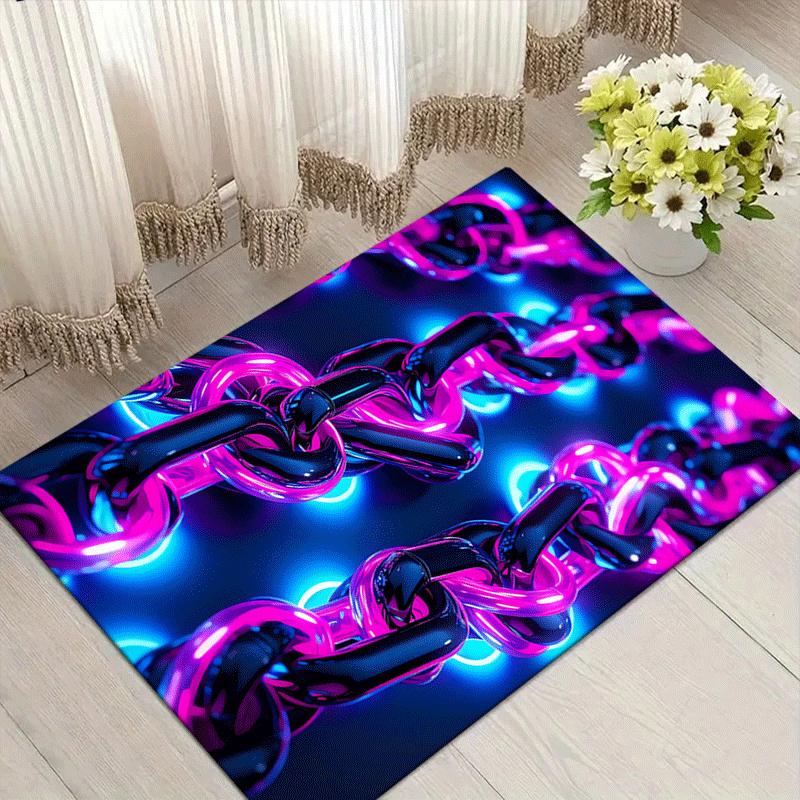

1pc Chain Print, Design Area Rug - Soft, Anti-Slip, and Durable Gaming Room Decor for Bedroom, Living Room 60cm by 90cm