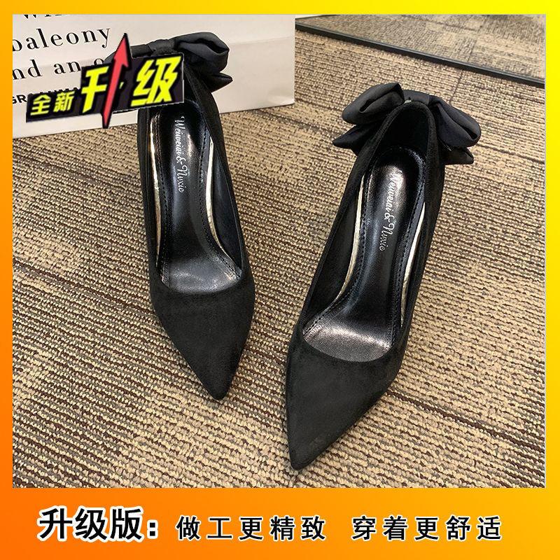 Solid Color Bow Fashion Cut Men's Single Shoes Women's 2025 Internet Celebrity Explosion European and American Style Show High Not Tired Feet High