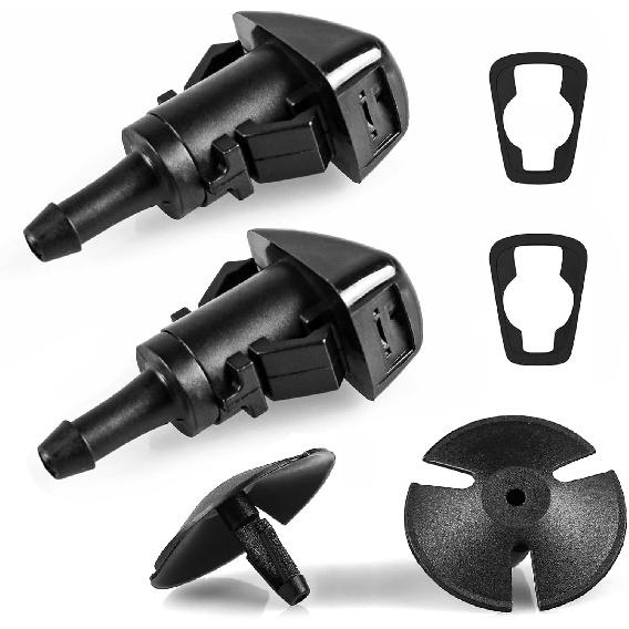 Xislet Windshield Washer Nozzle and Hood ulation Retainers, Windshield Sprayer Nozzle for Jeep, Dodge Ram, Chrysler Pt Cruiser Replaces OEM #: