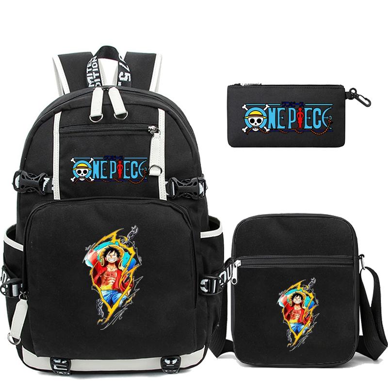 

3 шт./комплект Аніме One Piece Backpack Рюкзак із сумкою через плече Pencli Case for Girl Boy Back to School Bag Travel Bag Mochila