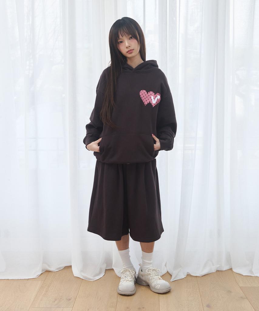 Double Heart Hoodie [Deep Brown]