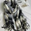 Women's Wool Blend Plaid Tassel Scarf - Warm, Thick, Versatile Korean-Style Shawl for Autumn/Winter