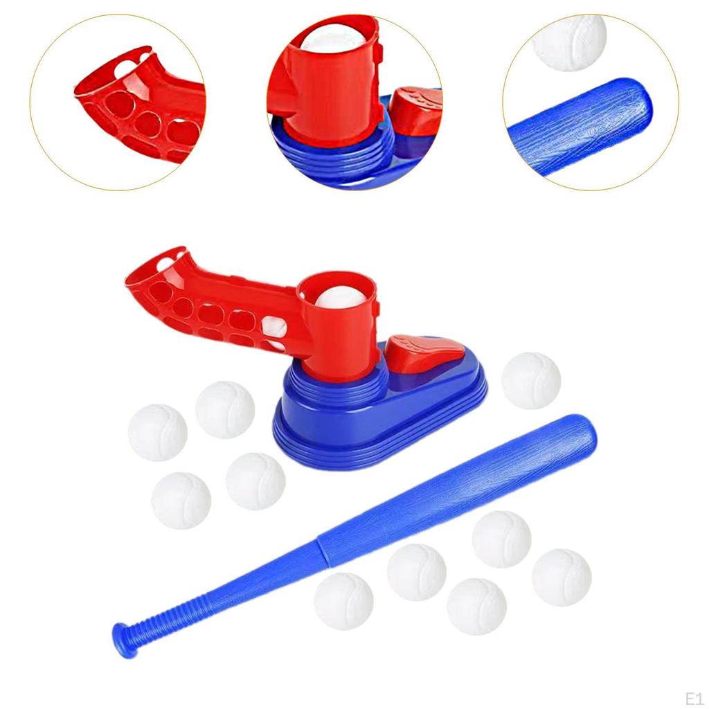 Kids Baseball Pitching Machine with Bats and 10 Baseballs Practice Backyard Gift Games Entertainment