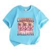 Kids Boys Girls 100% Cotton Crew Neck Short Sleeve T-Shirt, Funny Cappiccina Ballerina Coffee Cartoon Print Casual Soft Tee Tops for Daily Wear